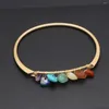 Charm Bracelets Women Stone Bracelet Gold Copper Wire Winding Adjustable Seven Colored Beads For Jewelry Gift