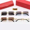 Classic sunglass Carti glasses sunglasses for men luxury eyeglasses fashion sun glasses simple square gold rimless UV400 beach driving sports show luxury sunglass