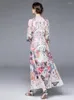 Casual Dresses Floral Print Chiffon Long Dress for Women Elegant Robe Spring Summer Full Sleeve Holiday Maxi Vestidos Para Mujer Beach