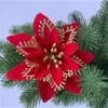 装飾的な花10pcsキラキラ人工クリスマスツリー装飾ホームクリスマスの装飾品2023年の贈り物