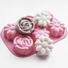 Moldes de cozimento 6 orifícios Flower Silicone Bolo Molde Muffin Cupcake