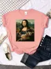 Skjortor skjorta märke sommar mode kvinnor mona t lisa kramar katt härlig söt tryckt t-shirt för kvinnors crewneck gothic tshirt casual överdimensionerad tee