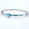 Bracelets porte-bonheur JLB-018 Design Sea Blue Fire Opal Bangle Skyblue Center Stone Bracelet For Gift Fine Jewelry