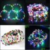 Decorative Flowers Wreaths Party Flashing Led Hairbands Strings Glow Flower Crown Headbands Light Rave Floral Hair Garland Luminou Dhpsm