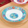 Assiettes émail couleur 8 pouces assiette à soupe chinois ménage en porcelaine plat de haute qualité vaisselle ronde principale