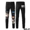 jeans pour hommes jeans de créateur jeans violets mode hommes moto moto long coton pieds minces haute rue denim pâte bleu clair C271u