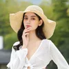 Chapéus de aba larga 2023 Pasia de praia Big Brimmed Straw Hat Summer Summer dobrável Sunshade Feminino feminino Cap de proteção