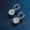 Örhängen certifierad Moissanite -hoopörhängen för kvinnor Sterling Silver Round Diamond Dingle örhängen Tiny Brosk Huggies Drop Earring