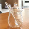 Dinnerware Sets 250ml Glass Honey Pot Set Dispenser Bottle Containers For Store Syrup Storage Jar Honeycomb