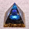 Smycken 6cm orgone pyramid obsidian och lapis lazuli helande kristallenergi orgonit pyramid emf skydd meditation grossist