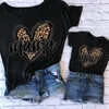 Família combinando roupas de camiseta moda moda mãe mãe leopardo amor família tshirt mamãe bebê roupas de menina família combinando roupas de família look roupas 230522