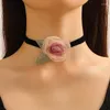 Choker Fashion Elegant Pink Necklace Multicolor Flower Charms For Women Wedding Party Club Collar Smyckesgåvor