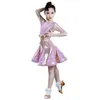 Gym Kleding Kid Purple Elegant Pleated Modern Salsa Latin Ballroom Dance Dresses For Girl Cleren Dancing Competition Costume Wear