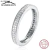 Bandringen 925 Sterling Silver Jewelry Dames Volledige zirkoonringen mode Minimalisme Cirkelvormige steentjes glanzende sierlijke ringjesgroothandel J230522