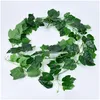 Dekorativa blommor kransar lämnar 2 m konstgjord grön druvblad andra Boston Ivy vinstockar dekorerade falska blommor cane grossist hh08 dhwkn