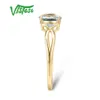 Ringar Vistoso 14k 585 Yellow Gold Ring for Women Diamond Sky Blue Topaz Rings Gold 585 Real Original årsdag Fina smycken