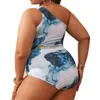 Maillots de bain pour femmes Bikini sans manches Slant Shoulder Dye Print Swimming Summer Beach Romper