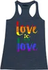 Love is Love Women's Racerback Gay Pride Tank Tops Slim FIT Fashion Women Top T-Shirt Tank Top Love Graphic Sleeveless Shirt Casual Top Vest