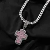 Pendant Necklaces Hip Hop 3A Cubic Zirconia Bling Iced Out Cross Pendants For Men Rapper Jewelry Black Silver Color Drop