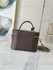 10A Miroir Qualité Designers Mini Vanity Case Sac 19cm Reverse Canvas Cosmetic Bag Womens Brown Pattern Pouch Luxury Purse Crossbody Shoulder Chain Bag With Box