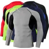 Heren t shirts 2023 Heren strakke fitnessoefening Running training T-shirt stretch snel droge ronde nek lange mouw