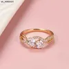 Band Rings 18k Rose Gold Fashion Fiower Wedding Ring for Women 1 Diamond Engagement Femme Ring Bride Valentines Gift for Girl J230522