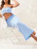 Jupes Femmes D'été 2 Pièce Crochet Tenues Y2k Sans Bretelles Bandeau Crop Top Longue Moulante Jupe Ensembles Beachwear