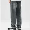 Męskie dżinsy wiosna/lato dżinsy prosta luźna moda mody Casual Black Pants mini hiszpańska osobowość młodzieżowa prosta dżinsy p230522