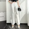 Jeans High Waist White Embroidered Flared Jeans Women Spring Boot Cut Trousers Casual Stretch Skinny Bell Bottom Denim Pants Female