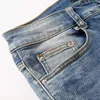 Jeans pour hommes Topdesigner Vêtements Amires Denim Pantalons Amies 874 High Street Fashion Brand Blue Star Grid Patch Stretch Hole Trend Slim Straight Small Feet Me