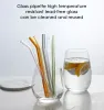 20cm yeniden kullanılabilir eko borosilikat cam içme pipetleri açık renkli bükülmüş düz süt kokteyl saman yüksek sıcaklık direnci 0324