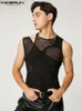 Men s Tank Tops INCERUN 2023 American Style Men Hollow Structural Stitching Waistcoat Fashion Casual Male See through Mesh Vests S 5XL 230522