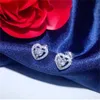 Сердце любовь подлинные 925 серебряные серебряные серьги 5 мм лаборатории бриллиантовые свадебные серьги для женщин