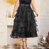 Gonne Gonna con volant di lusso Festa da donna Compleanno Vita alta Organza Nero Elegante Elegante Fashion Lady Plus Size Drop 2023