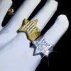 Hotsale sterling silver hiphop iced out jewelry baguette cut diamond rings moissanite stars ring