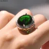 Anneaux de bande aigue-marine émeraude pierres précieuses bleu vert cristal zircon diamants bagues pour femmes bijoux de luxe vintage bijoux bague couleur argent J230522