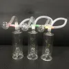 1set Mini Glass Bong Water Pipes Recycler Dab Rig Led Light Hand Hookah tjock Pyrex Glass Small Beaker Bongs med 10 mm