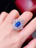 Cluster Rings Hjy Guild Blue Sapphire Ring 4.12ct Real 18K Gold Natural Unheat Cornflower Gemstone Diamonds Stone Female
