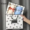 75x35cm Coral Velvet Fleece Bear Hand Towel With Bag Absorbent Face Hand Towel Wedding Business Holiday Gifts Bathroom Towel