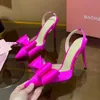 Sandal HH Le Cadeau Crystal Bow Slingback Pumpar Stiletto Heel Satin mode Pekade tår Party Dress Designer Evening Shoes Factory Footwear Original Kvalitet