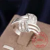 Pierścienie zespołowe 925 Sterling Srebrna biżuteria Vintage AAA Cyrron Crystal Para Wedding Srebrne pierścienie dla kobiet Mężczyzn mody Anel de Prata Bijoux J230522
