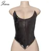 Damestanks Joskaa Leather Fashion Bandage Lace Up Strapless Backless Sexy Slim Y2K Top 2023 Zomer Casual Corest For Women Vest Clubwear