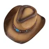 100% de palha artesanal que tece bordando chapéu de cowboy ocidental para homens mulheres jazz chapéu de jazz praia chapéu sombrero hombre