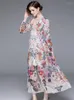 Casual Dresses Floral Print Chiffon Long Dress for Women Elegant Robe Spring Summer Full Sleeve Holiday Maxi Vestidos Para Mujer Beach