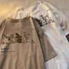 Damen Damen T-Shirt T Mode Shirt Marke Sommer Japanisches Frisches Paar Y2k Harajuku Cartoon Niedliche Katze Print O-Ausschnitt Kurzärmelige Tops Ästhetische Kleidung