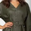 Robes décontractées en cuir PU femmes Sexy col en V Mini a-ligne robe de soirée élégante boîte de nuit dames grande taille automne printemps vêtements