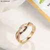 Bandringen Luxe 18K Rose Gold Natural Black Diamond Ring Geometric Line Cross Wedding Diamond Rings For Women Vintage Fashion Jewelry J230522