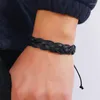 Bracelets porte-bonheur mode bracelet en cuir hommes bricolage Bandage fait à la main noir tissage taille réglable