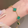 Fashion Classic 4/Four Leaf Clover Charm Armband Bangle Chain 18K Gold Agate Shell Mor-of Pearl for Women Girl Wedding Mother 'Day Jewelry Gif Z6LR