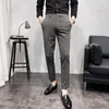 Trajes para hombres Blazers para hombres Pantalones de moda Gris británico Color sólido Elástico Slim Fit Pantalones casuales Light Business The Listing